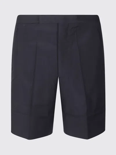 Prada Creased-effect Light Mohair Shorts In Blue