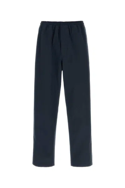 Prada Navy Blue Cotton Blend Pant In Black