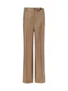 Prada Printed Silk High Rise Wide Leg Trousers In Sughero