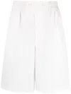Prada Enamel-triangle Patch Poplin Shorts In White