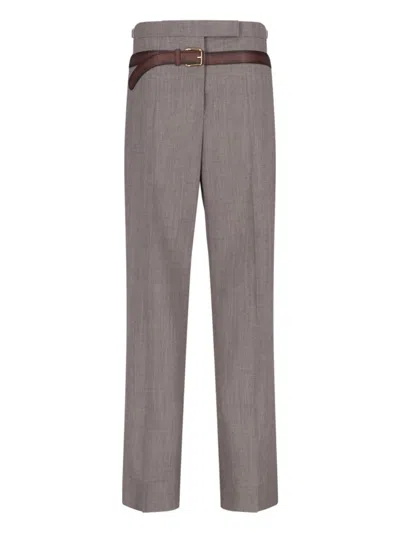 PRADA PRADA PANTS WITH TROMPE-L'ŒIL BELT – BROWN