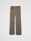 Prada Printed Belt Technical Wool Pants In Brown
