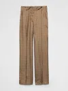 Prada Paisley Wide Leg Silk Twill Pants In Sughero