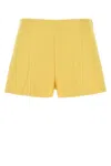 Prada High-waisted Cotton Shorts Seam Detailing In Yellow