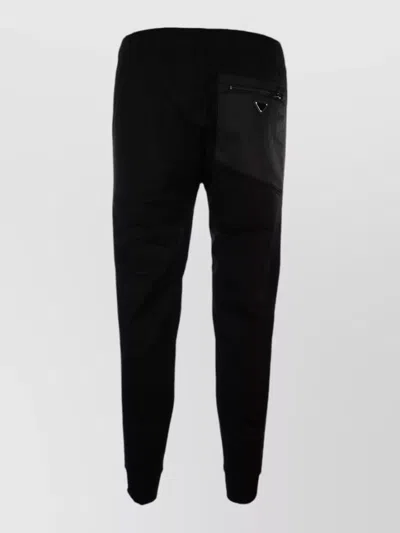 Prada Pants Zipper Pocket Ribbed Cuffs Design In Black