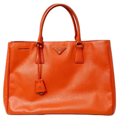 Pre-owned Prada Papaya Saffiano Leather Lux Galleria Tote Bag In Orange