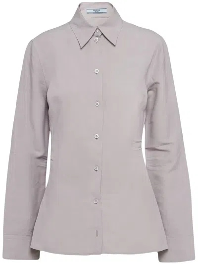 Prada Long-sleeve Button-up Shirt In Grey