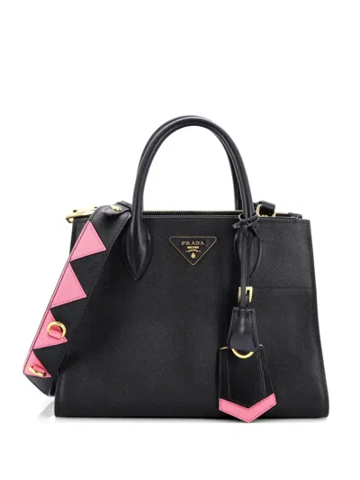 Pre-owned Prada Paradigme Tote Saffiano Leather Medium Satchel In Black
