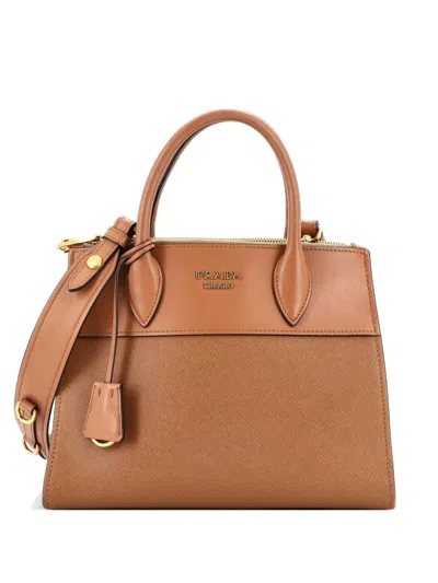 Pre-owned Prada Paradigme Tote Saffiano With City Calf Small Satchel In Brown