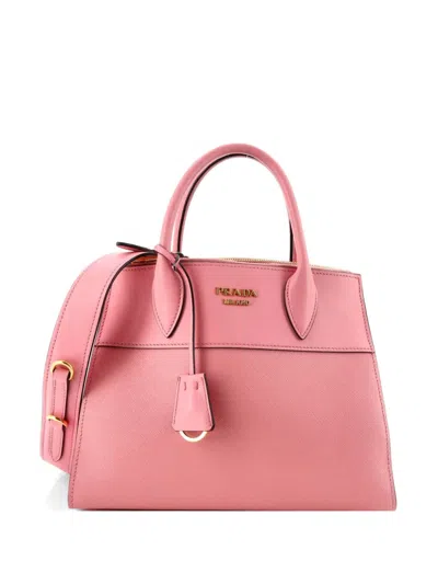 Pre-owned Prada Paradigme Tote Saffiano With City Calf Small Satchel In Pink