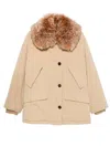 Prada Jacket With Faux Fur Collar And Long Sleeves In Yellow