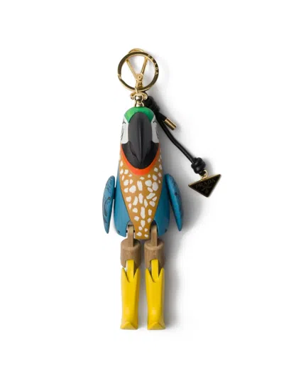 Prada Parrot Charm Keyring In Brown