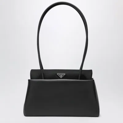 Prada Passage Medium Bag In Leather And Black Renylon