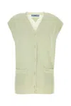 Prada Cashmere Vest With Cap Sleeves And Front Pockets In Beige