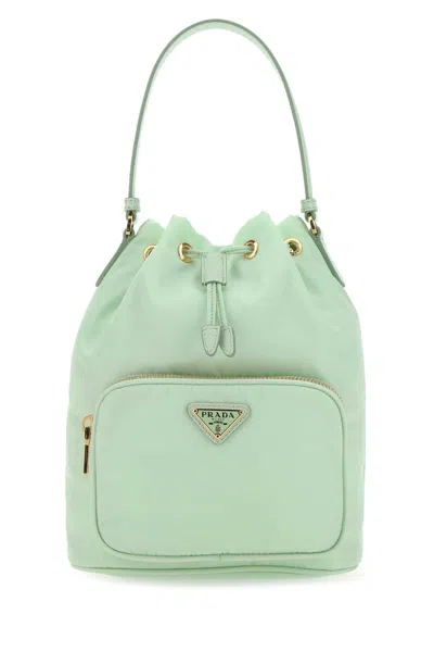 Prada Pastel Green Re-nylon Bucket Bag In F0934