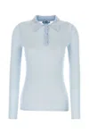 Prada Women's Pastel Cashmere Blend Polo Shirt In Azzurro
