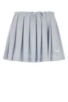 Prada Pleated Pique Drawstring Mini Skirt In Astro