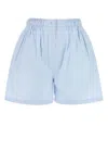 Prada Shorts In Popeline Azzurro Pastello Donna In Blue
