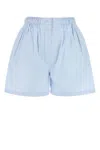 Prada Shorts In Popeline Azzurro Pastello Donna