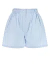 Prada Shorts In Popeline Azzurro Pastello Donna In Blue