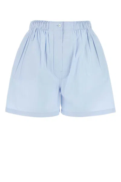 PRADA PRADA PASTEL LIGHT BLUE POPLIN SHORTS