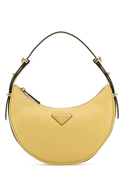 PRADA PASTEL YELLOW LEATHER ARQU HANDBAG