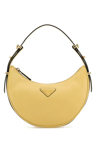 PRADA PASTEL YELLOW LEATHER ARQUÃ¨ HANDBAG
