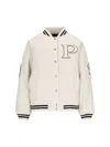 Prada Patch Bomber Jacket In Cream