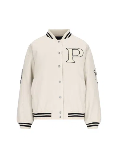 Prada Patch Bomber Jacket In White