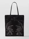 Prada Patch Embroidered Quilted Tote Bag In Black
