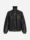 Prada Leather Bomber Jacket In Black