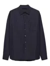 Prada Cotton Padded Shirt In Blue