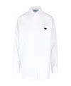 Prada Womens White Logo-plaque Long-sleeve Cotton Shirt In White