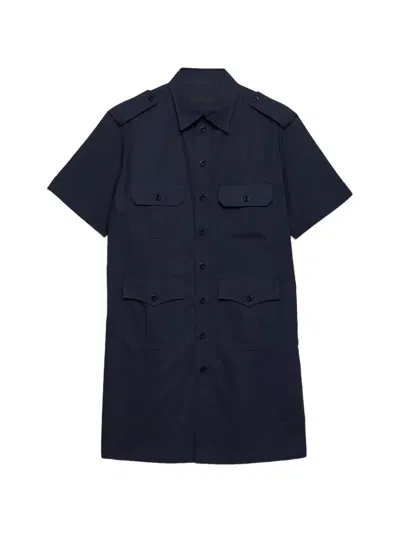 Prada Patch-pockets Short-sleeved Shirt In Blue
