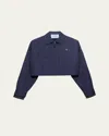 Prada Patch-pocket Cotton Crop Zip Jacket In Blue