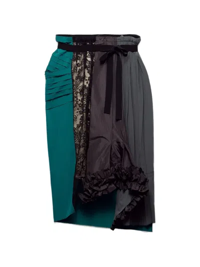 Prada Technical Taffeta Patchwork Skirt In Multi