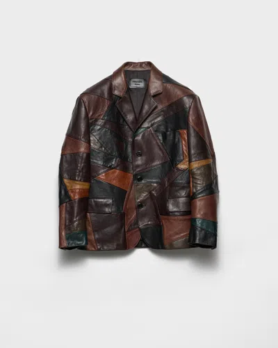 Prada Patchwork Leather Jacket In Multi