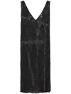Prada Nappa Leather Patchwork Dress In Black