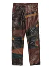 Prada Patchwork Leather Trousers In Brown