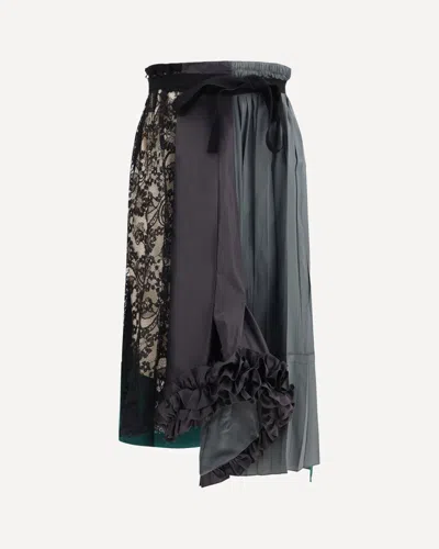 Prada Patchwork Midi Skirt With Panel Construction In Black