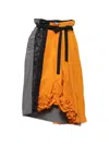 Prada Technical Taffeta Patchwork Skirt In Orange