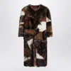 Prada Patchwork Shearling Coat In Multi