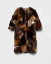 Prada Patchwork-mantel Aus Lammfell In Multi