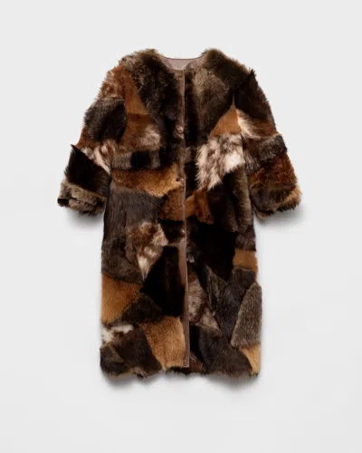 Prada Patchwork-mantel Aus Lammfell In Multi