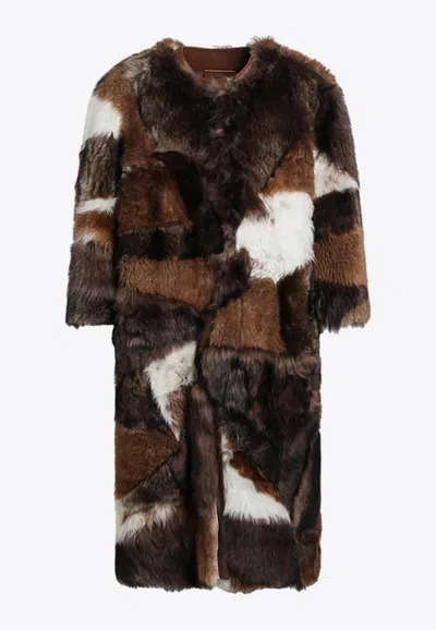 PRADA PATCHWORK SHEARLING COAT