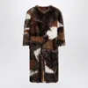 Prada Patchwork Shearling Coat In Transparent