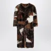 Prada Patchwork Shearling Coat In Multi