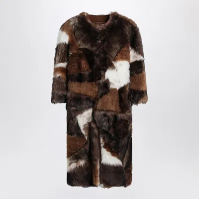 PRADA PRADA PATCHWORK SHEARLING COAT