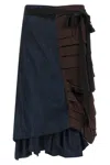 Prada Silk Faille Patchwork Midi Wrap Skirt In Blue
