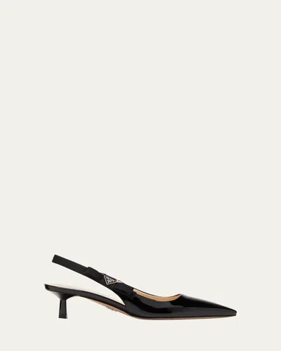 Prada Patent Bow Slingback Pumps In Black